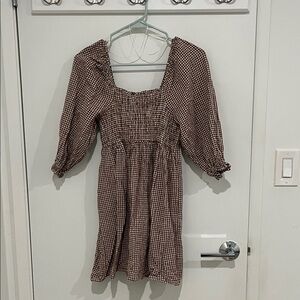 Rylee + Cru Brown Checkered Dress